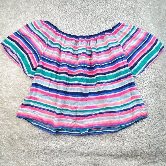 Lilly Pulitzer Sain Top Off The Shoulder Sandy Shell Stripe NEW - Picture 3 of 8